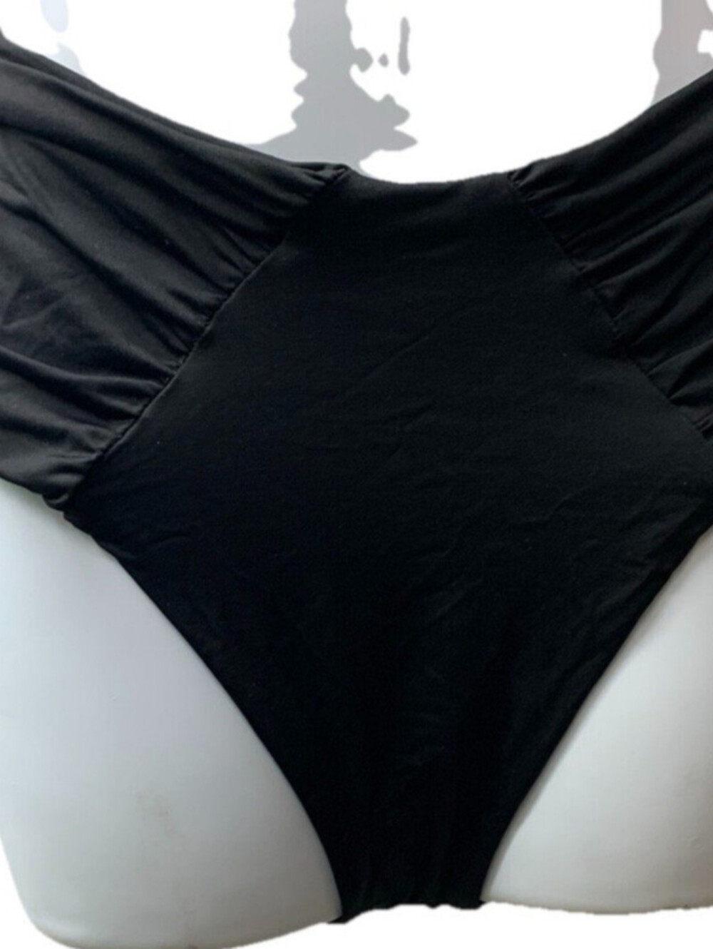 BECCA Womens Code Shirred French Cut Cheeky Bikini Bottom Black Underwear Medium